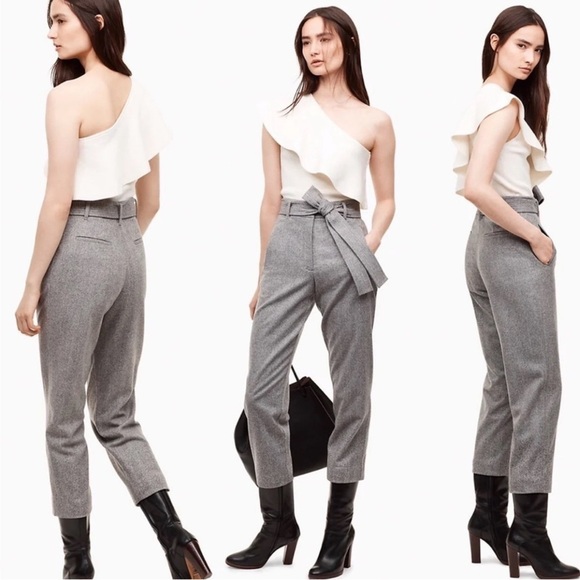 Aritzia Wilfred Jallade Tie Front Tweed Trousers in Black Sz 0 - Picture 1 of 9